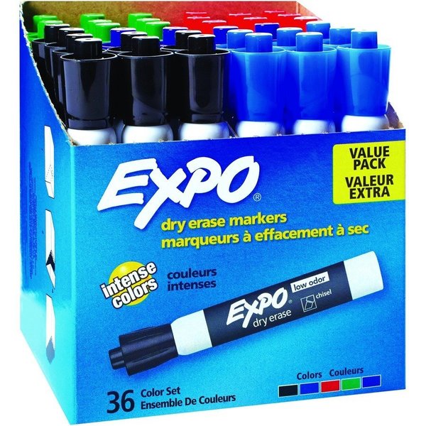 Expo Dry-erase Markers, Chisel Point, Nontoxic, 36/PK, Assorted SAN1921061
